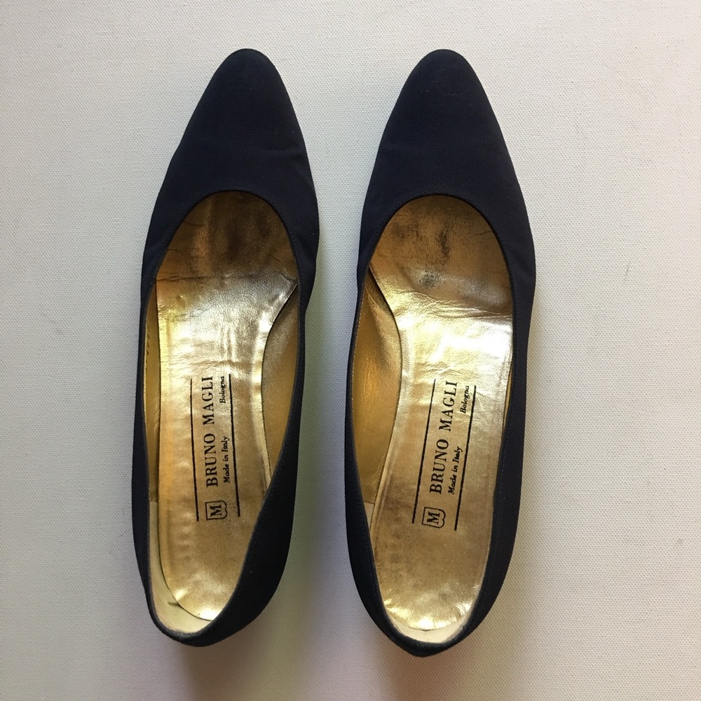 Bruno Magli Shoes Navy Blue Fabric Sz 8.5 AA